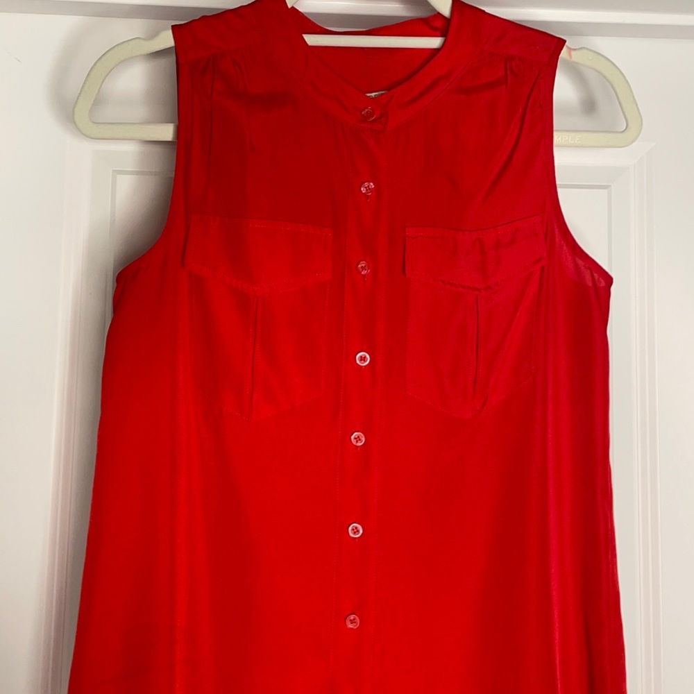EUC RED JCREW SLEEVELESS BLOUSE SIZE 0.